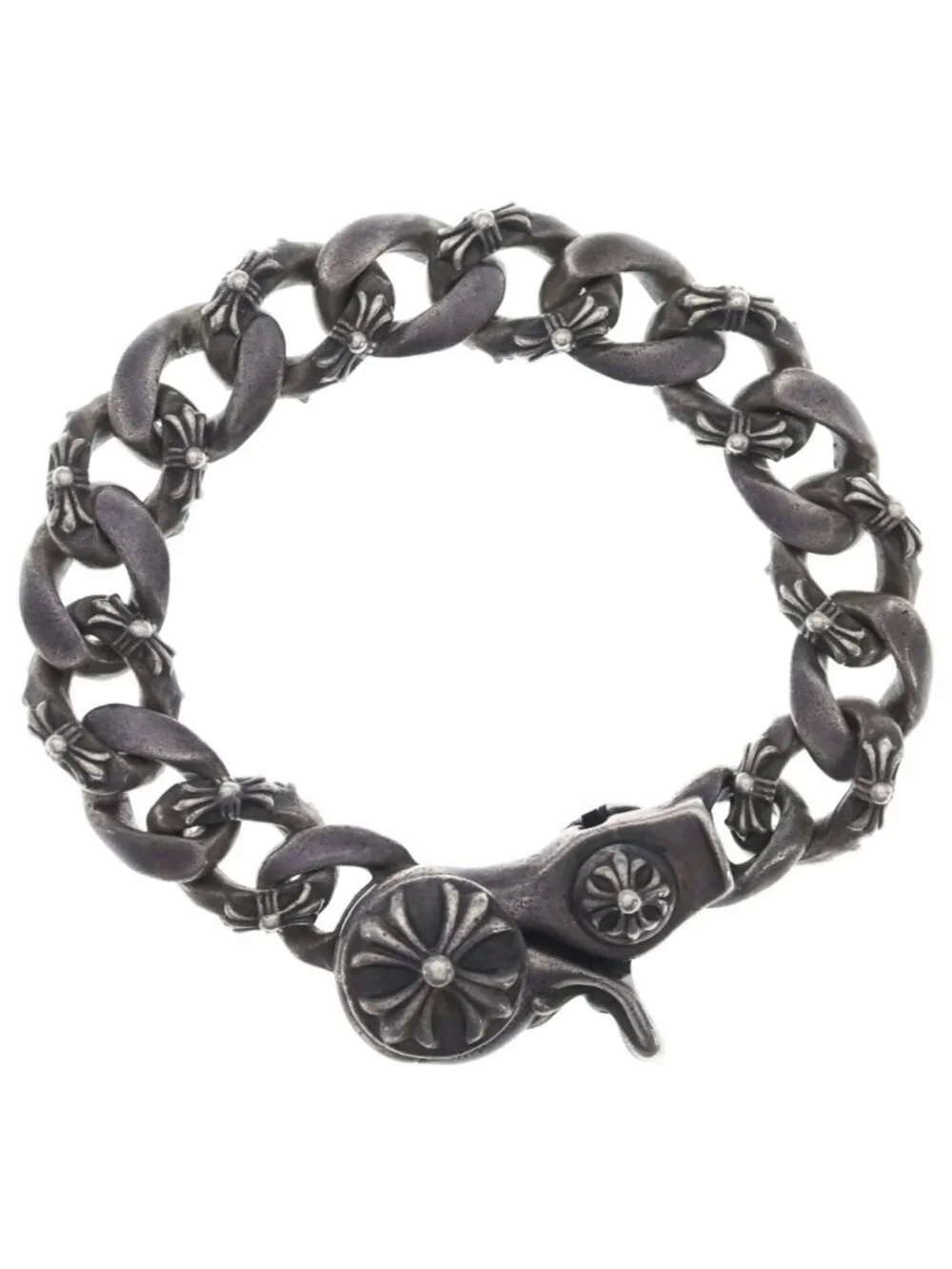 Chrome Hearts Vintage Fancy Link Clip Bracelet 15 Silver